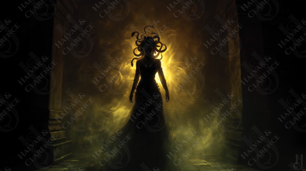 Gorgon silhouette dt water